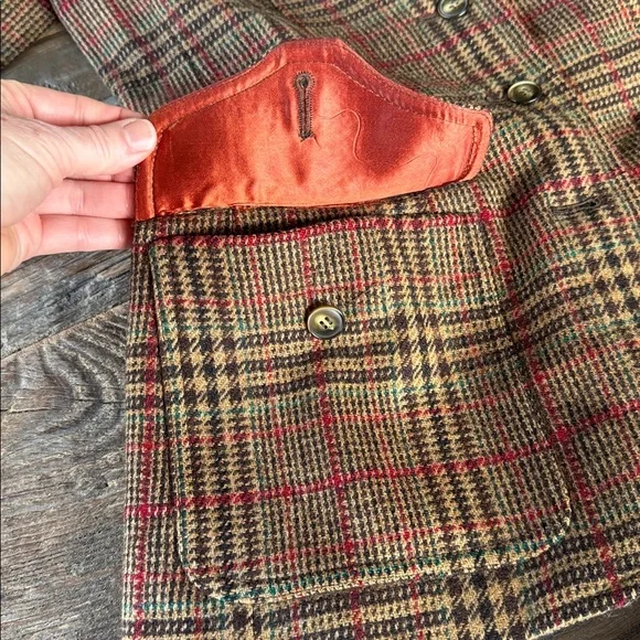 Anne Klein vintage 70’s wool plaid brown equestrian style blazer Small - Picture 11 of 11